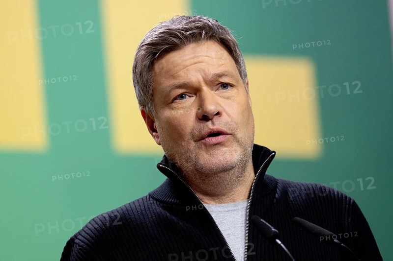Berlin, Germany - 26 January 2025: Robert Habeck, Alliance 90/The Greens' candidate for Chancellor and Federal Minister for Economic Affairs and Climate Protection, speaks at his party's extraordinary federal delegates' conference in Berlin