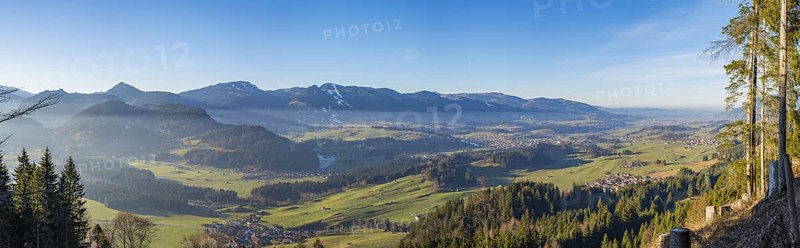 Panorama from the Wallrafweg near Oberstdorf into the Illertal, Allgaeu, Bavaria, Germany, Europe