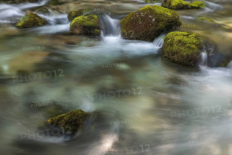 Flowing water of the Schwarzbach creek, Golling Waterfall, Golling an der Salzach