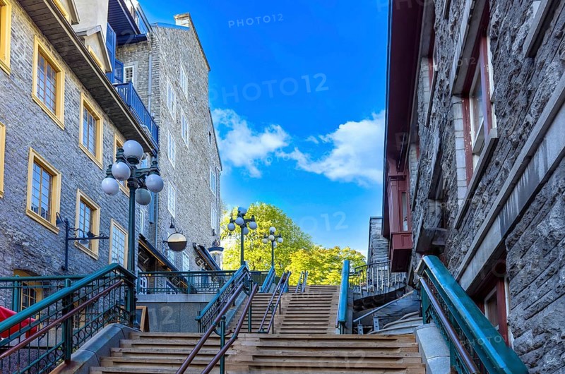 Old Quebec City tourist attractions of Quartier Petit Champlain lower town, shopping district