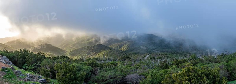 Sunset, view from the mountain Alto de Garajonay, Garajonay National Park, La Gomera, Canary Island, Spain, Europe