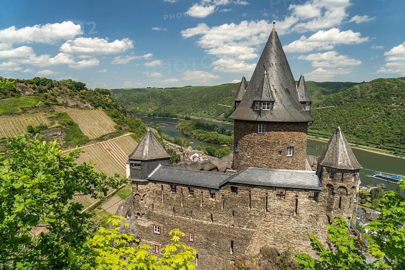 Stahleck Castle in Bacharach, World Heritage Upper Middle Rhine Valley, Rhineland-Palatinate, Germany, Europe