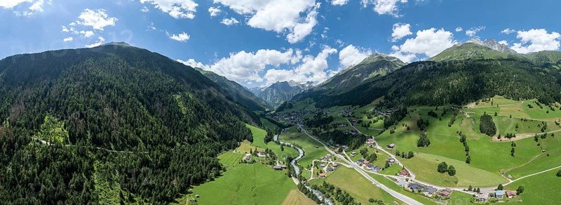 Aerial view, Virgental Valley, Hohe Tauern, East Tyrol, Tyrol, Austria, Europe