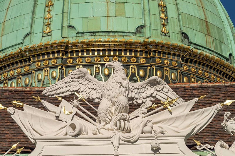 Eagle on the dome of St Michael's Wing of the Hofburg Imperial Palace Palace in Vienna, Austria, Europe