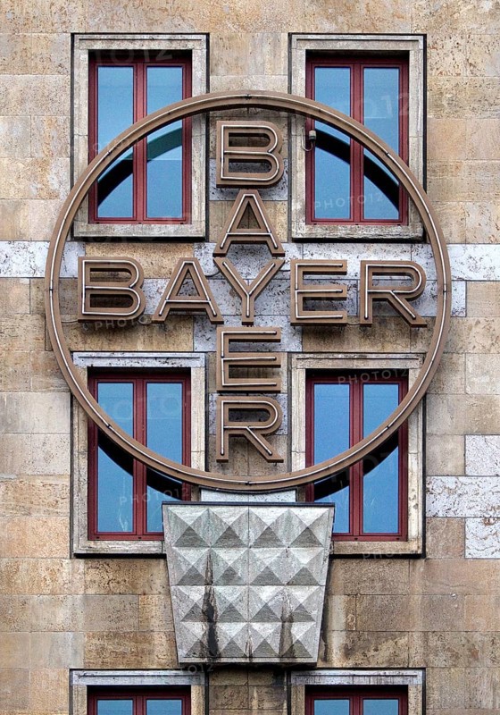 Logo of Bayer AG, agrochemical and pharmaceutical company, Leverkusen, Bergisches Land, North Rhine-Westphalia, Germany, Europe