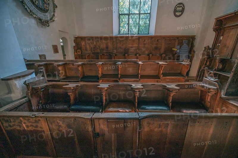 Benches in a side section for the mayor and councillor of the High Gothic church of St Martin, Memmingen, Bavaria, Germany, Europe