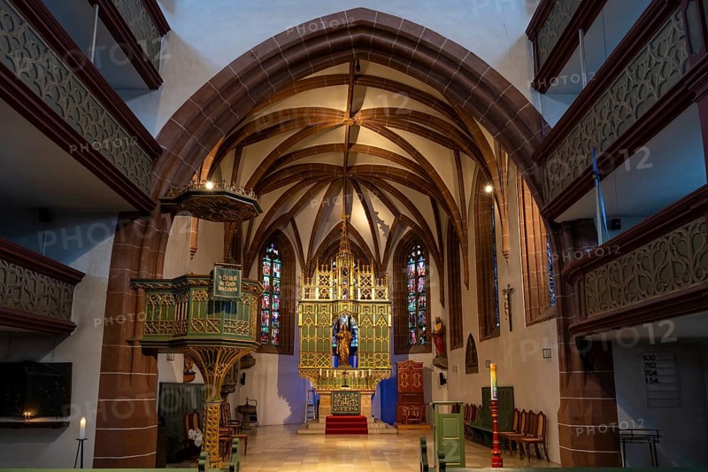 Altar in the church of St Michaelis, Fürth, Middle Franconia, Franconia, Bavaria, Germany, Europe