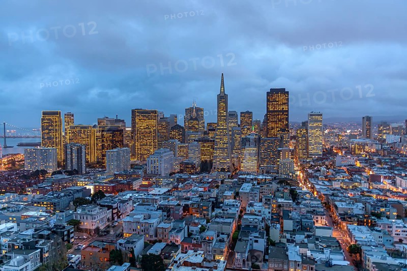 The San Francisco skyline at dusk, California, United States of America, USA, North America