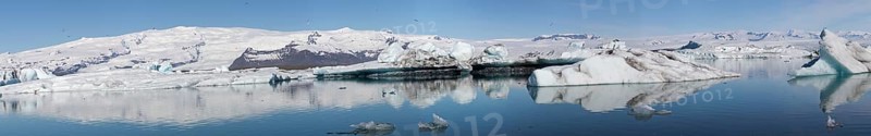 Icebergs on the Joekulsarlon glacial lake or lagoon