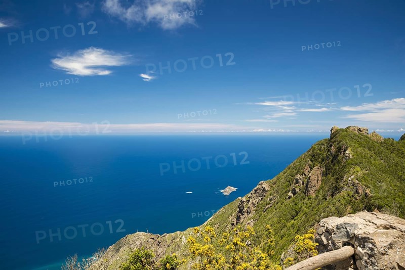 Panorama of Cabezo del Tejo, coast near Taganana, Anaga Mountains, Anaga, Tenerife, Northeast, Canary Islands, Canary Islands, Spain, Europe