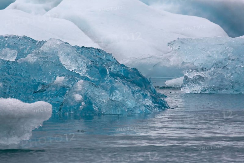 Icebergs on the Joekulsarlon glacial lake or lagoon