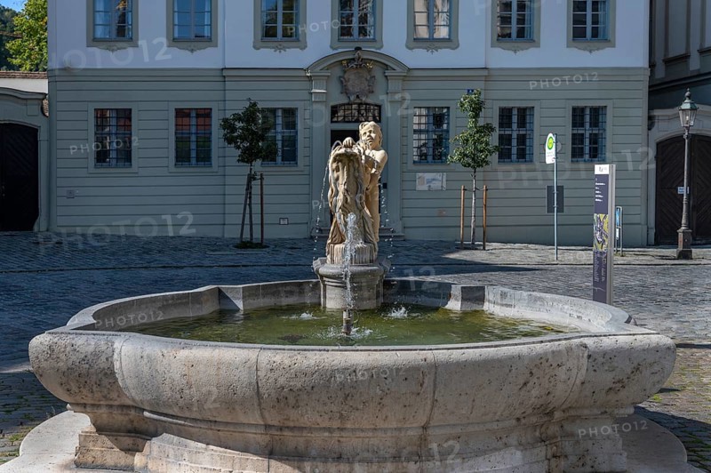 Small fountain on the Residenzplatz, Eichstätt, Upper Bavaria, Germany, Europe