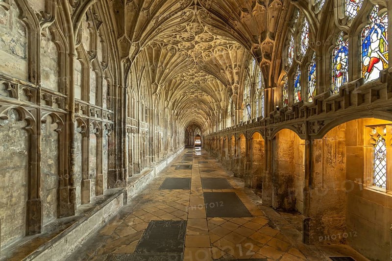 Cloister with fan vault of Gloucester Cathedral, England, Great Britain