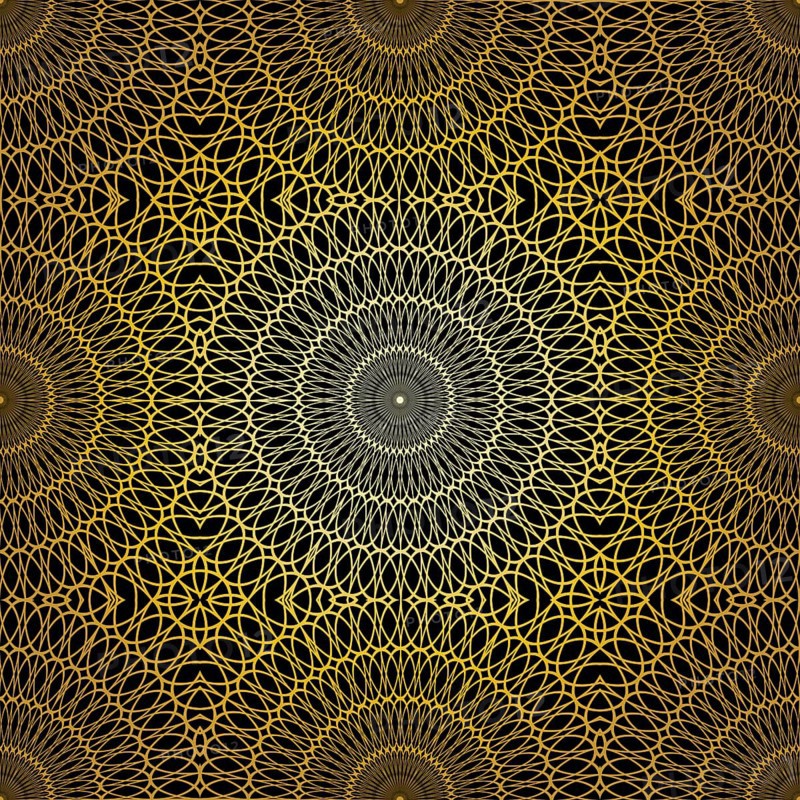 Geometric gold lace seamless pattern. Arabic tile lattice vector background.