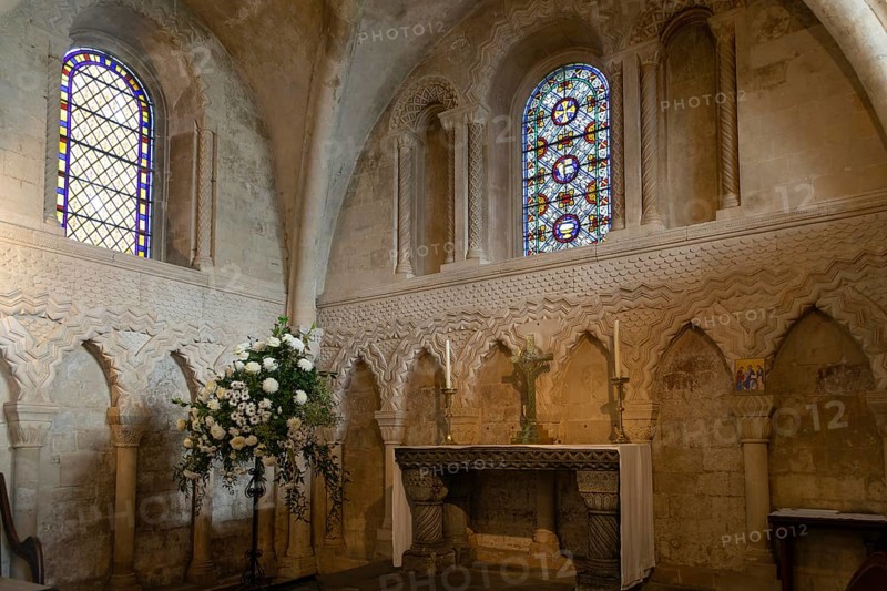 Norman sanctuary architecture inside church of Saint John the Baptist, Devizes, Wiltshire, England, UK