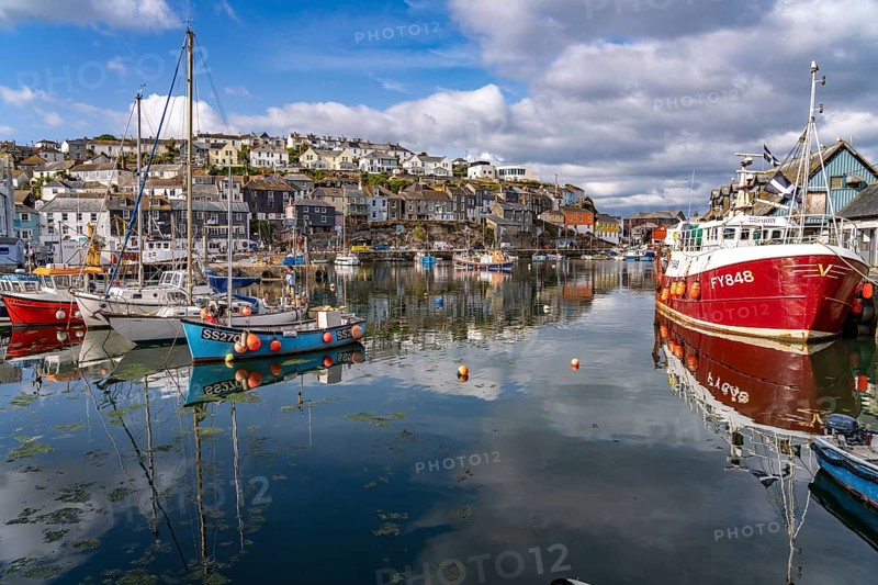 Town view and harbour of Mevagissey, Cornwall, England, Great Britain