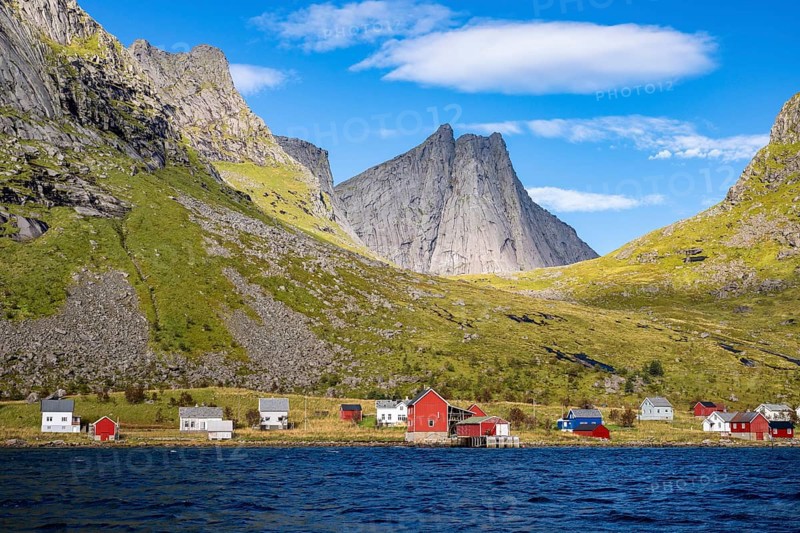 Place Kirkefjord at the Reinefjord, Lofoten, Norway, Europe