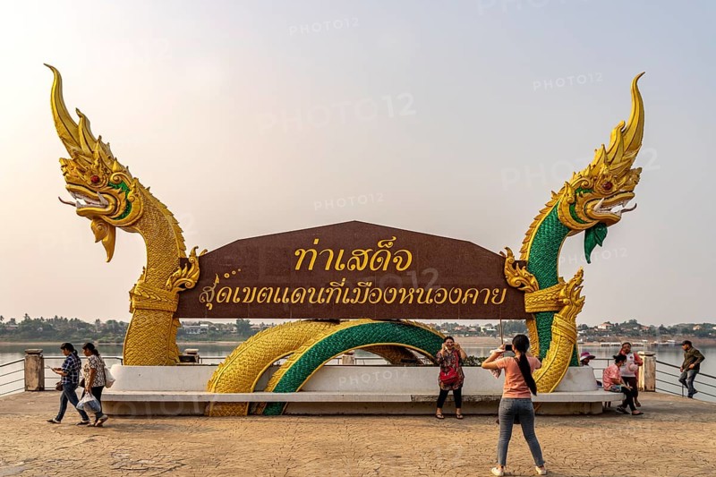 Nagas on the Mekong Promenade in Nong Khai, Thailand, Asia