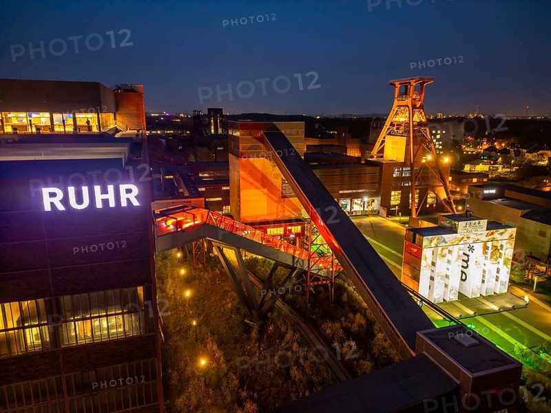 Temporary art installation Global Gate at the UNESCO World Heritage Site Zeche Zollverein, interpretation of the Brandenburg Tor tor made of 37 freight containers, created as part of the KI Biennale, artistically designed by the artist Super*me, developed by Marcus shepherd, stands on the Zollverein site, EssenNorth Rhine-Westphalia, Germany until 30.03.25