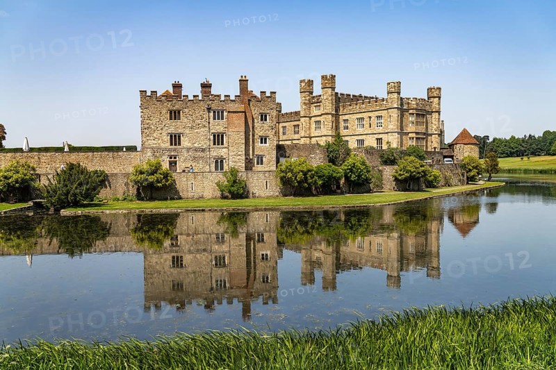 The moated castle of Leeds Castle near Maidstone, Kent, England, Great Britain