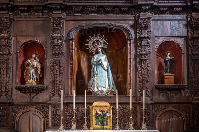 Altar in the interior of the Church of the Assumption of the Virgin Mary or Nuestra Senora de Asuncion in the island capital San Sebastian de La Gomera, La Gomera, Canary Islands, Spain, Europe