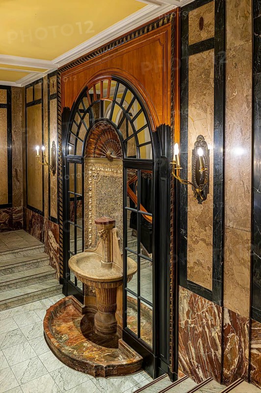 Historic interior design, staircase and corridor in the Hindenburghaus, Großer Burstah 31, Hamburg, Germany, Europe