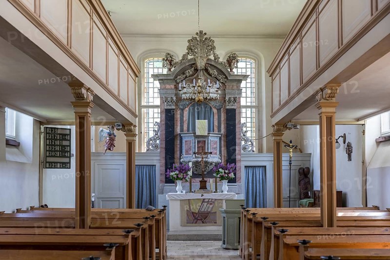 Altar of the Panitzsch church, Borsdorf, district of Leipzig, Saxony, Germany, Europe