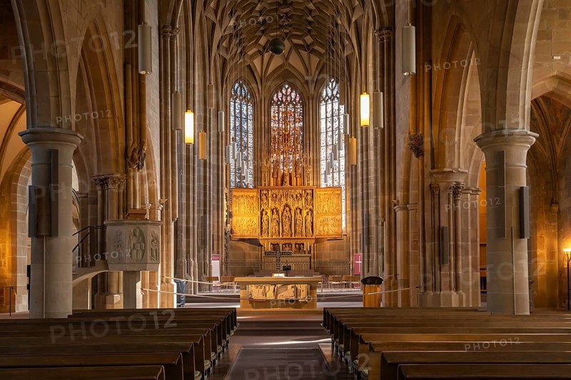 Interior and altar of the Kilianskirche church in Heilbronn, Baden-Württemberg, Germany, Europe