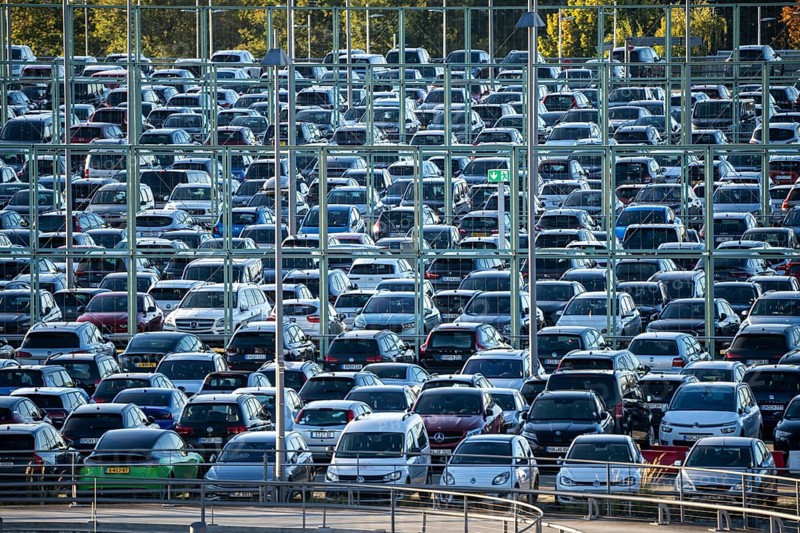Full car park P2, at Cologne-Bonn Airport, North Rhine-Westphalia, Germany, Europe