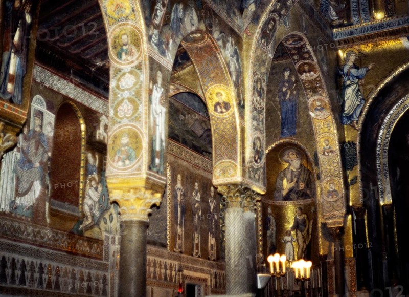 Byzantine wall paintings in the Sanctuary of San Giovanni, San Giovanni degli Eremiti, Palermo, Sicily, Italy, 1999, Europe