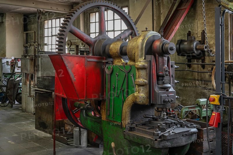Machine in a former drop forge, industrial museum, Sicharchard Str. Lauf an der Pegnitz, Middle Franconia, Bavaria, Germany, Europe