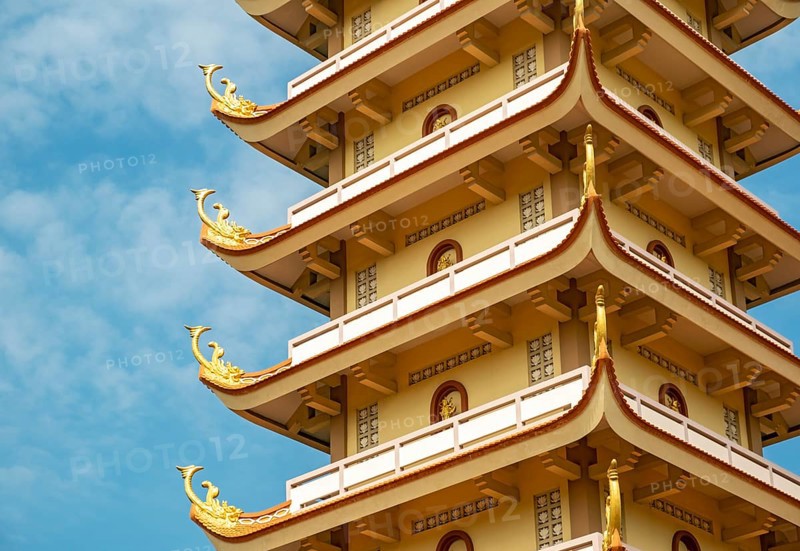 7-story Pagoda at Vinh Trang Temple, My Tho, Mekong Delta, Vietnam, Asia
