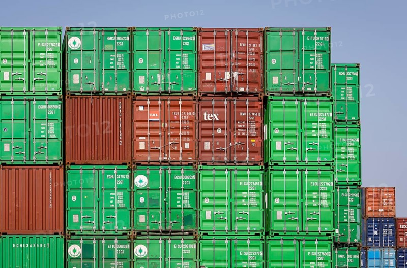 Duisburg, Ruhr area, North Rhine-Westphalia, Germany - Duisburg harbour, containers at the container terminal in Duisburg Ruhrort