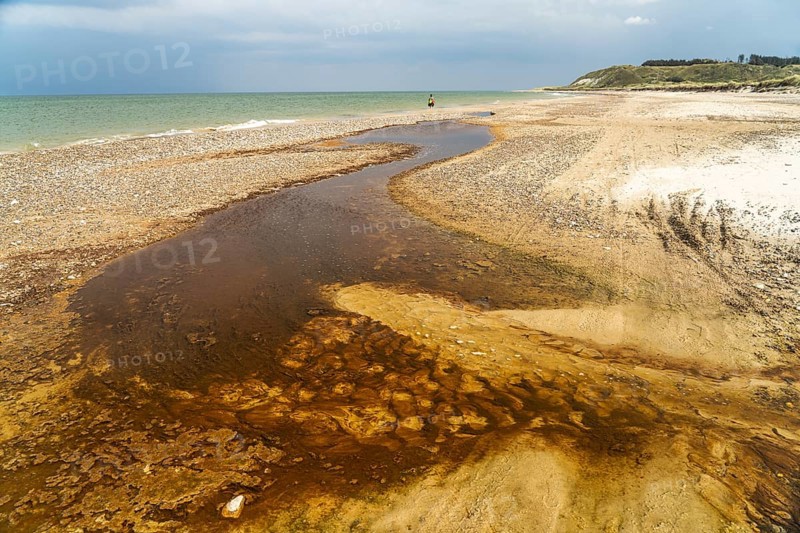 Tidal creek at Grönne Strand on Jammer Bay, Fjerritslev, Denmark, Europe