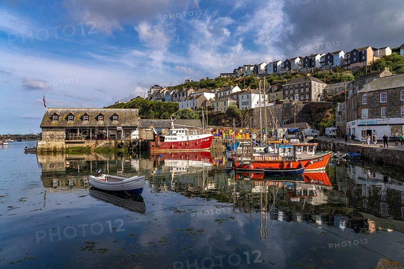 Town view and harbour of Mevagissey, Cornwall, England, Great Britain