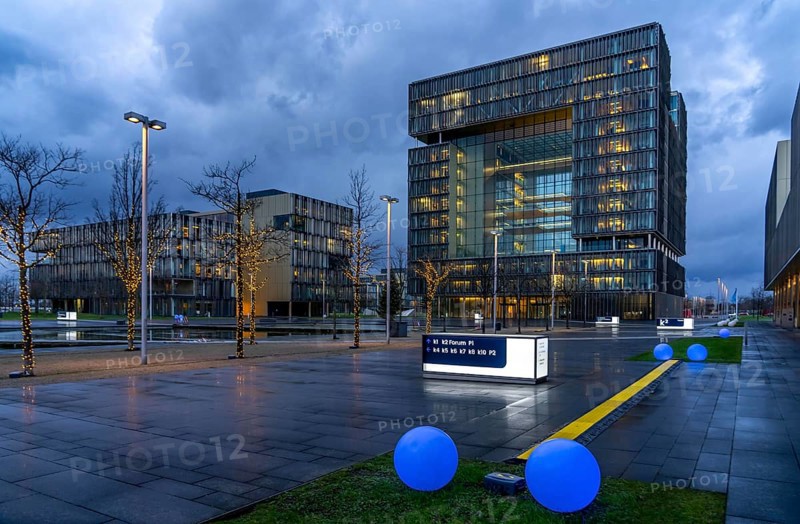The Ruhr Tech Campus Essen, formerly the Thyssenkrupp Campus, headquarters of Thyssenkrupp, building K1, since 2024 other companies such as E.ON and Siemens have been located on the site, Essen North Rhine-Westphalia, Germany, Europe