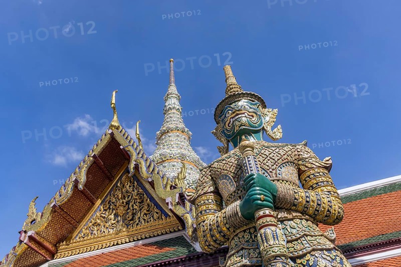Wat Phra Kaeo, Temple of the Emerald Buddha. Statue of Indrajit. Bangkok, Thailand, Asia