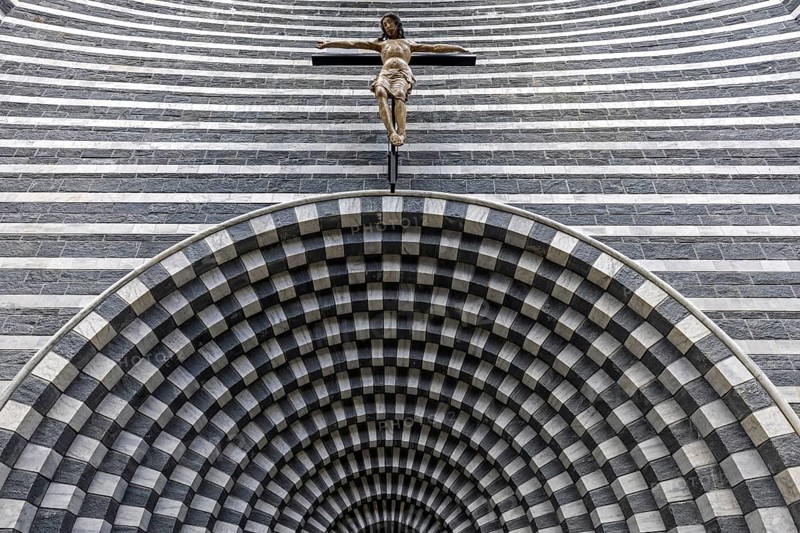 Chiesa di San Giovanni Battista, interior view, architect Mario Botta, Mogno, near Fusio, Lavizzara, Canton Ticino, Switzerland, Europe