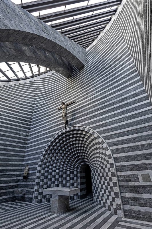 Chiesa di San Giovanni Battista, interior view, architect Mario Botta, Mogno, near Fusio, Lavizzara, Canton Ticino, Switzerland, Europe