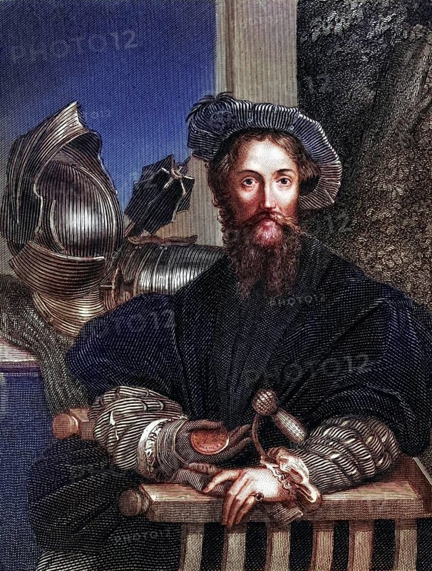 Christopher Columbus, 1451-1506, Spanish explorer, discoverer of America. After a painting by Parmigiano in the Royal Gallery in Naples, Historic, digitally restored reproduction from a 19th century original, Record date not stated