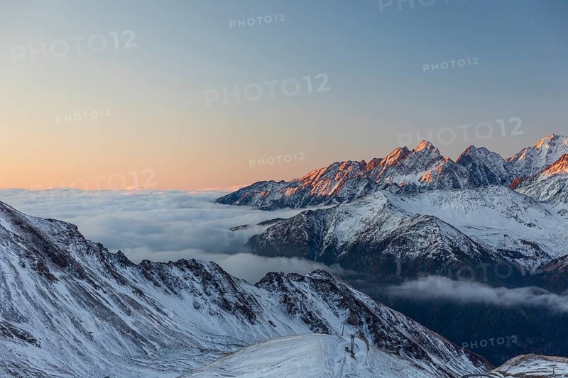 View from the Hochtor on the Grossglockner High Alpine Road to the surrounding mountains