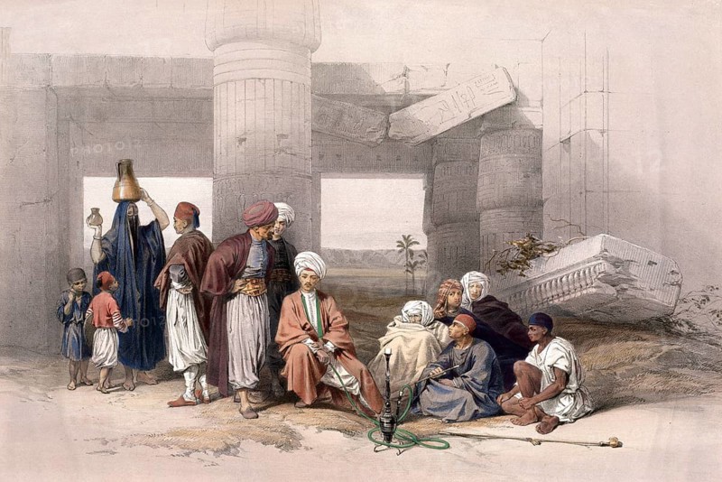 Entrance to the Temple of Amun, Thebes, Egypt, c. 1850, Historical, digitally restored reproduction from a 19th century original, exact date unknown, Africa