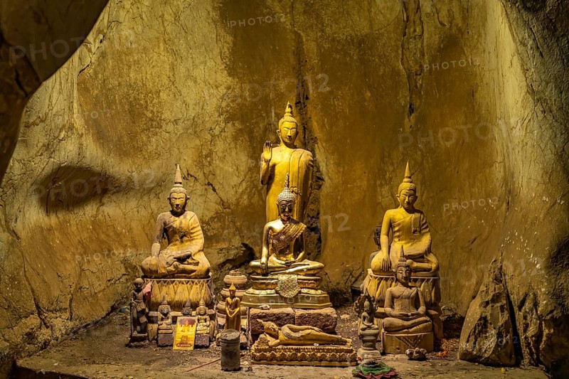 Buddha statues in the Pak Ou caves near Luang Prabang, Laos, Asia