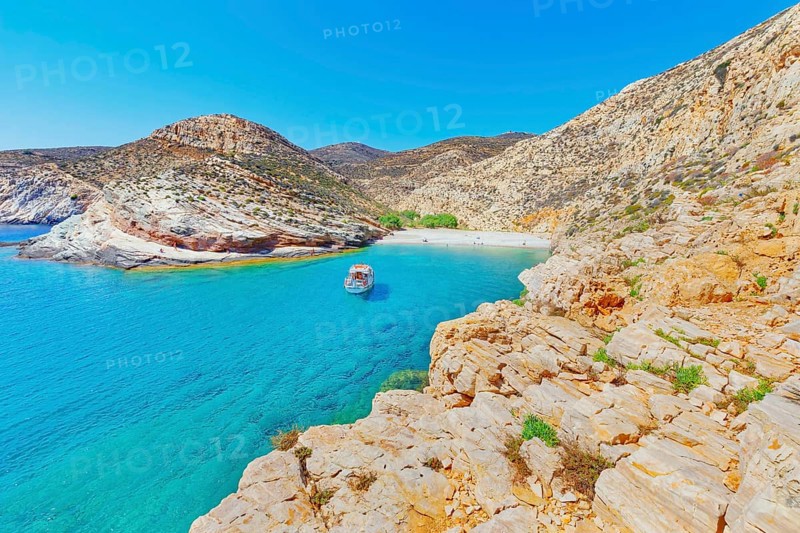 View of Livadaki bay, Folegandros Island, Cyclades Islands, Greece, Europe