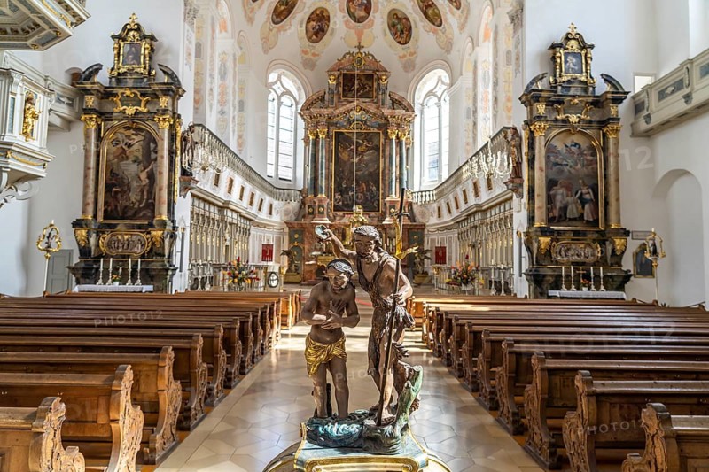 Interior of St Peter's Basilica in Dillingen an der Donau, Bavaria, Germany, Europe