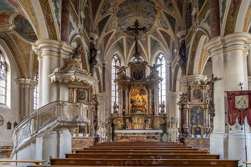 Interior of the Church of Our Lady in moated castle am Inn, Bavaria, Germany, Europe