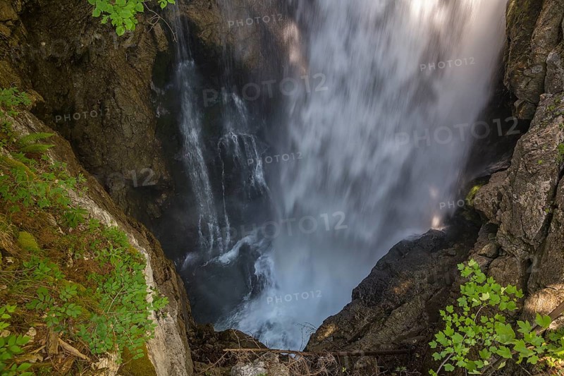 Flowing water of the Schwarzbach creek, Golling Waterfall, Golling an der Salzach