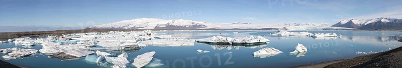 Icebergs on the Joekulsarlon glacial lake or lagoon