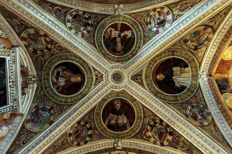 Church, ceiling fresco of the parish church of Santa Maria del Sasso, interior view, Morcote, Lake Lugano, Lago di Lugano, Canton Ticino, Switzerland, Europe