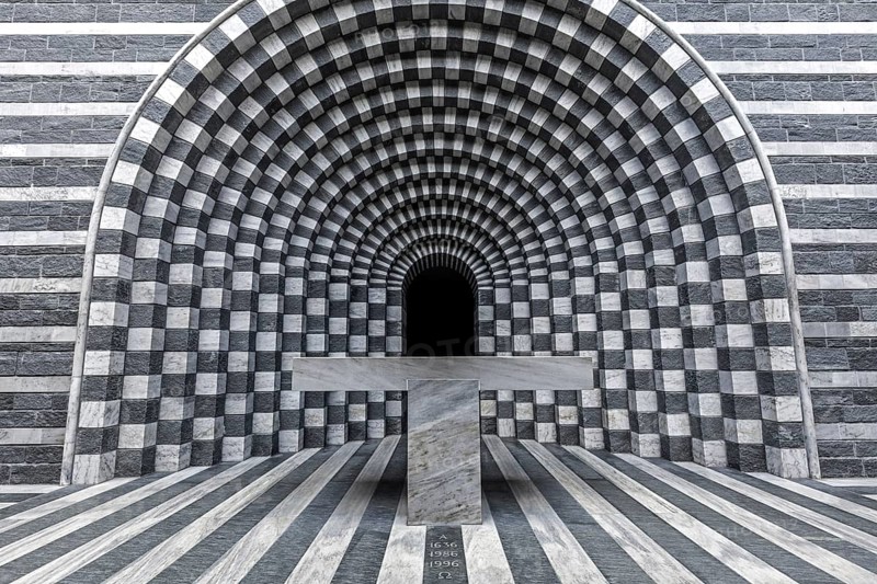 Chiesa di San Giovanni Battista, interior view, architect Mario Botta, Mogno, near Fusio, Lavizzara, Canton Ticino, Switzerland, Europe